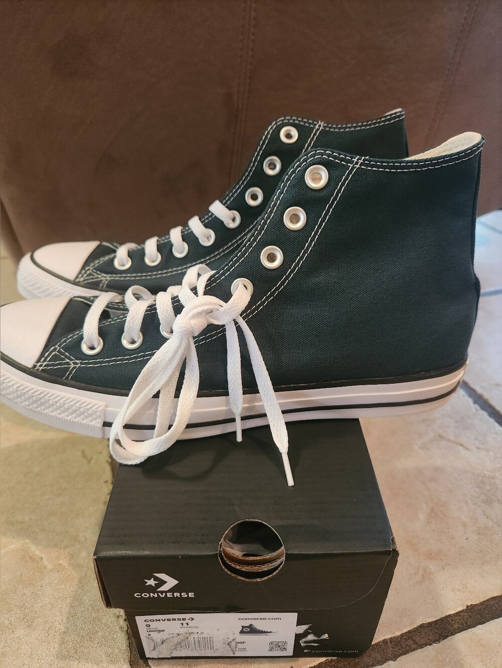 Converse Men High Top Canvas Sneakers in Dark Green